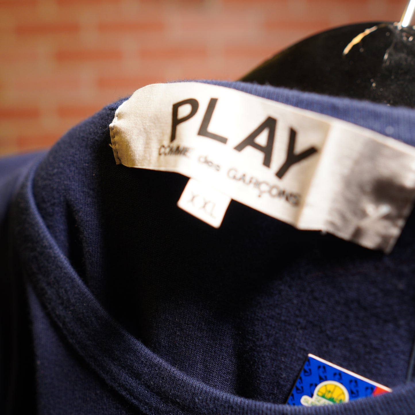 CDG Play Triple Heart Navy Tee