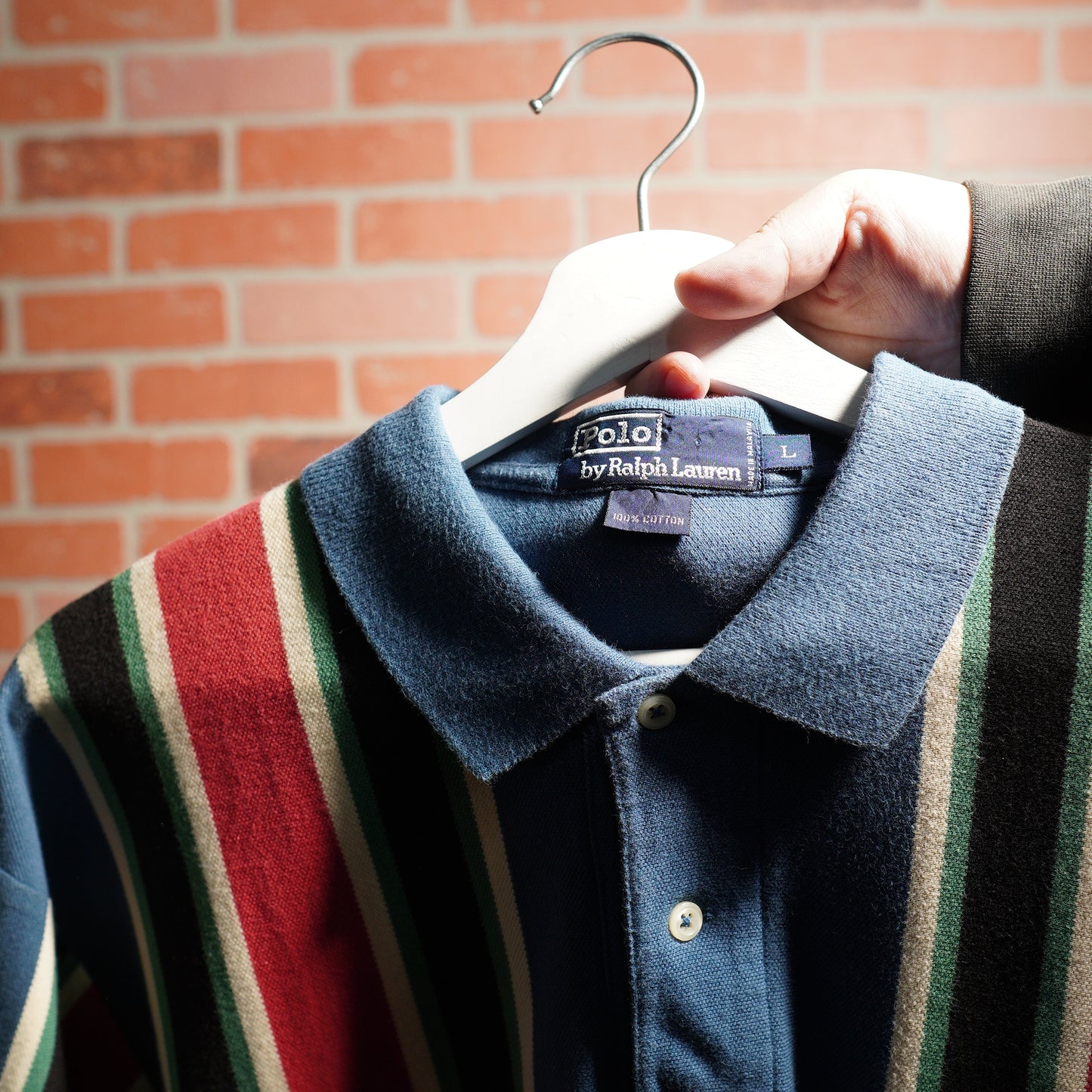 VTG Polo Ralph Lauren Vertical Stripe Polo Navy Shirt