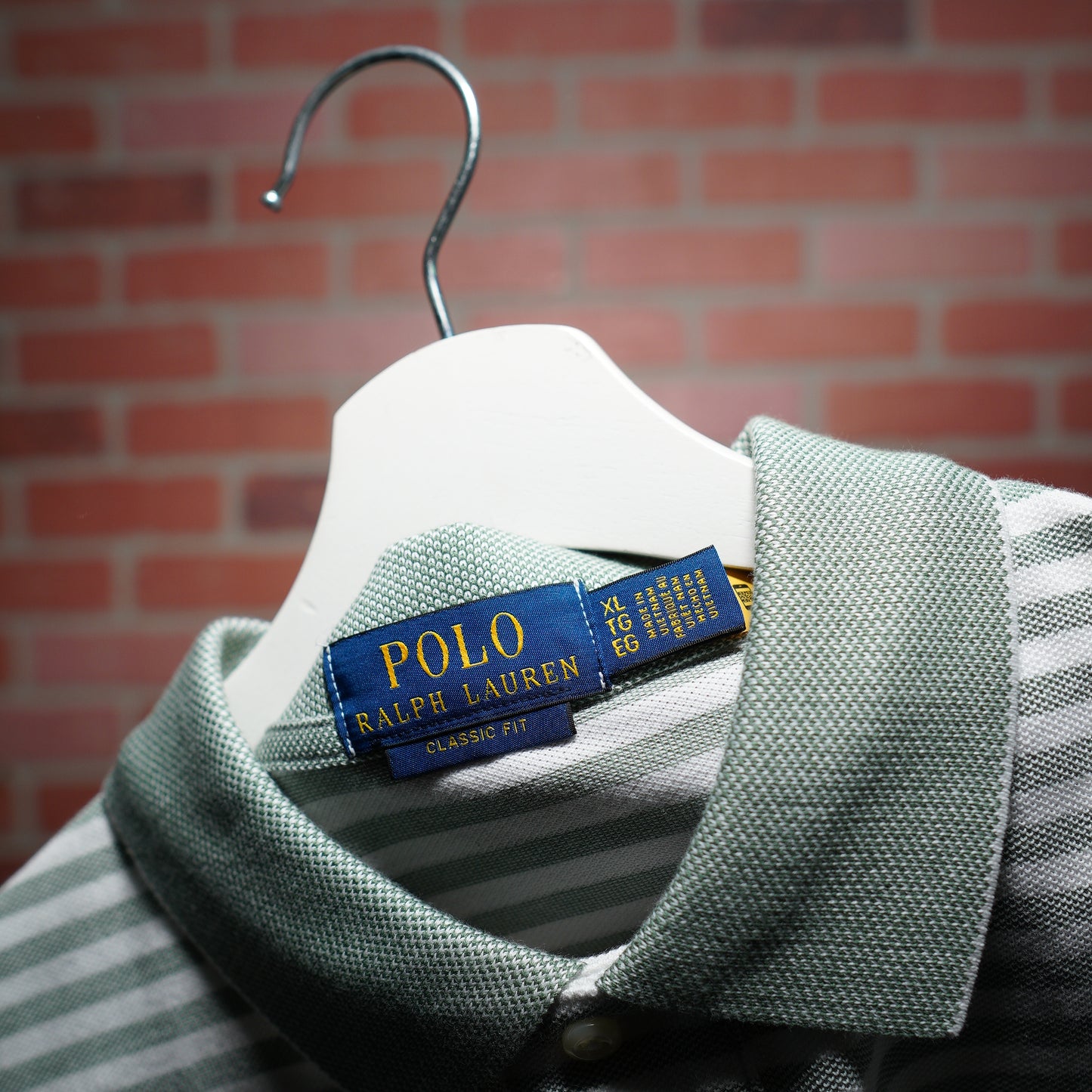 NWT Polo Ralph Lauren Striped Green / White Polo Shirt