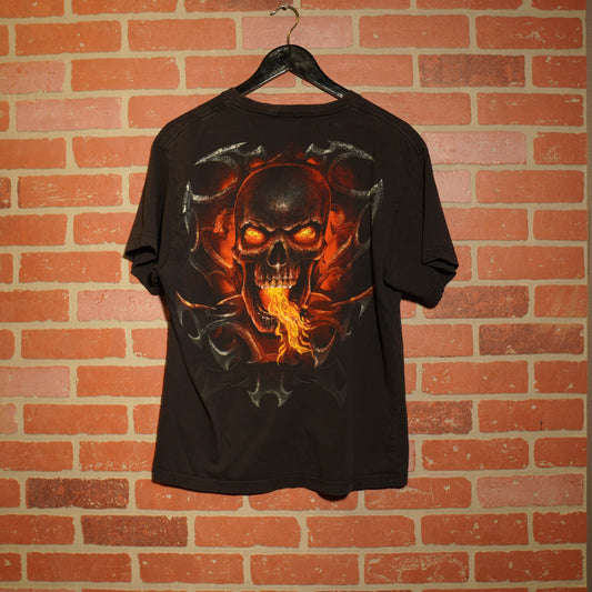 VTG Y2K Skull Flames Dragons Tee