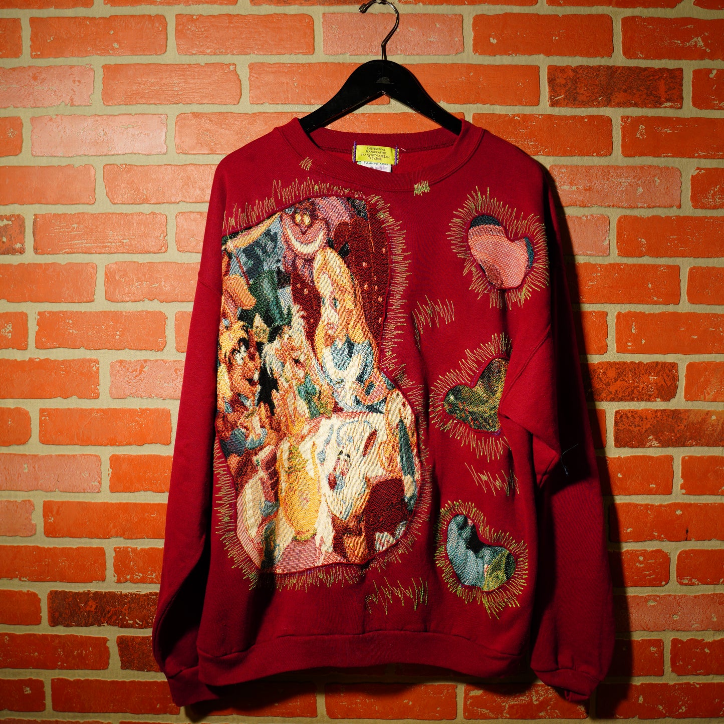 Trev 1of1 Custom Alice In Wonderland Red Crewneck