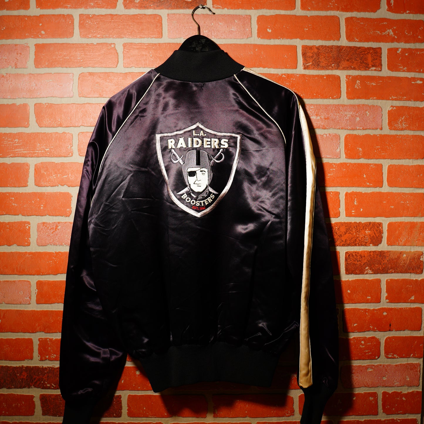 VTG NFL LA Raiders Boosters Black Satin Jacket
