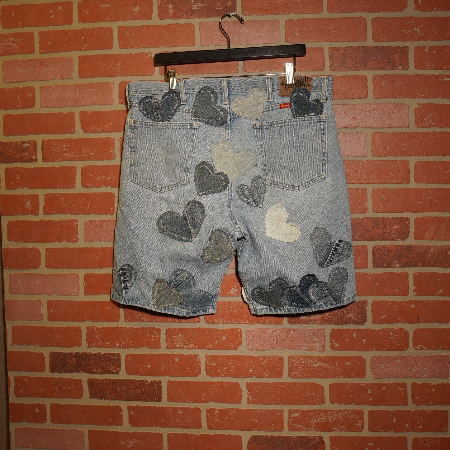 Trevs1of1 Custom 34 Hearts Denim Jean Shorts