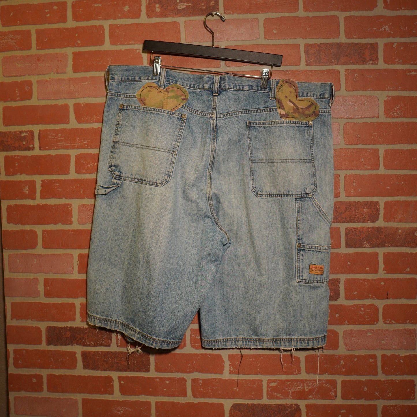 Trevs1of1 Custom Chaps Ralph Lauren Camo Hearts Shorts