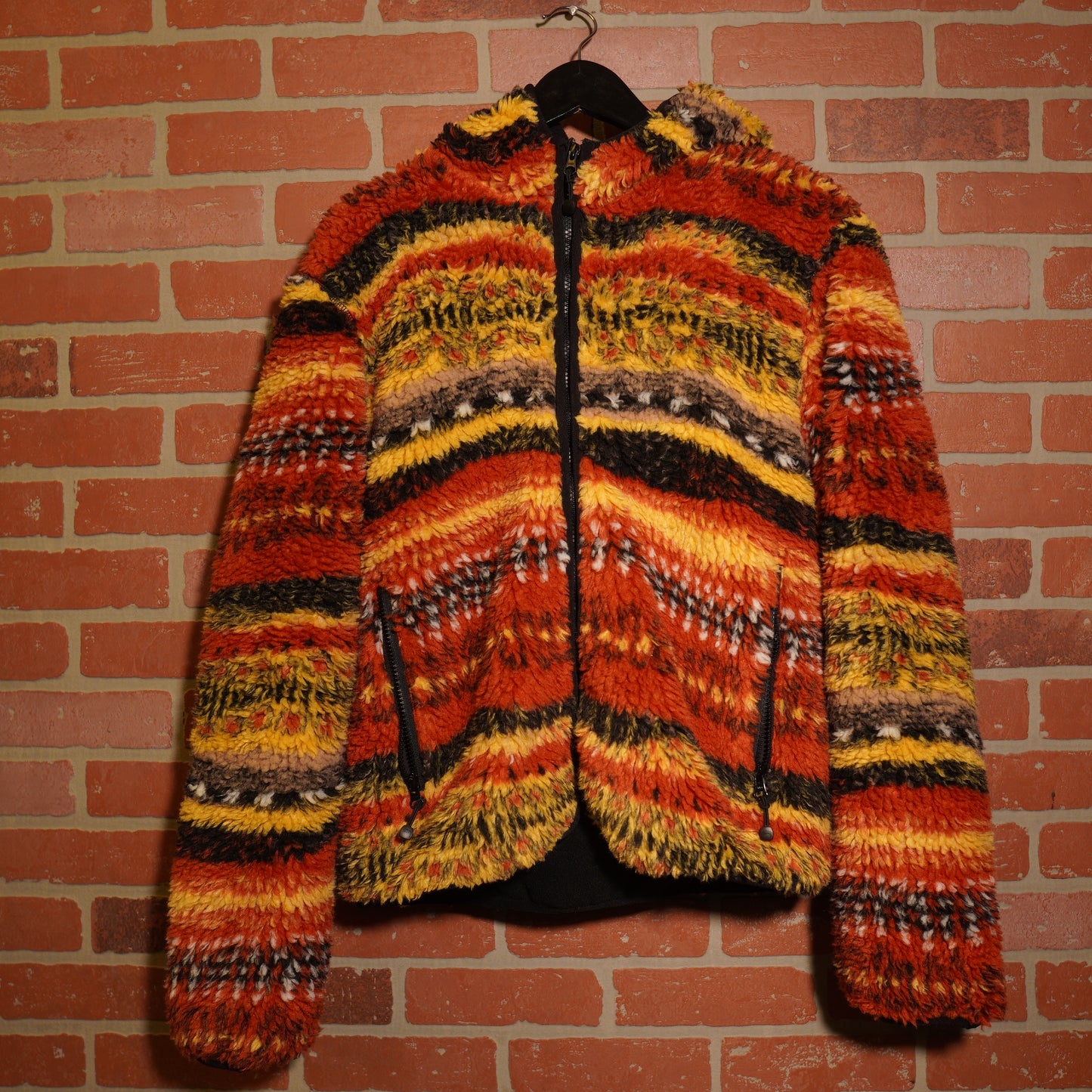 Stussy Orange/Yellow Fleece Zip-Up Jacket