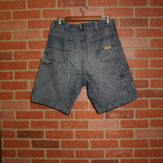 VTG Patch Wrangler Cargo Denim Jean Shorts