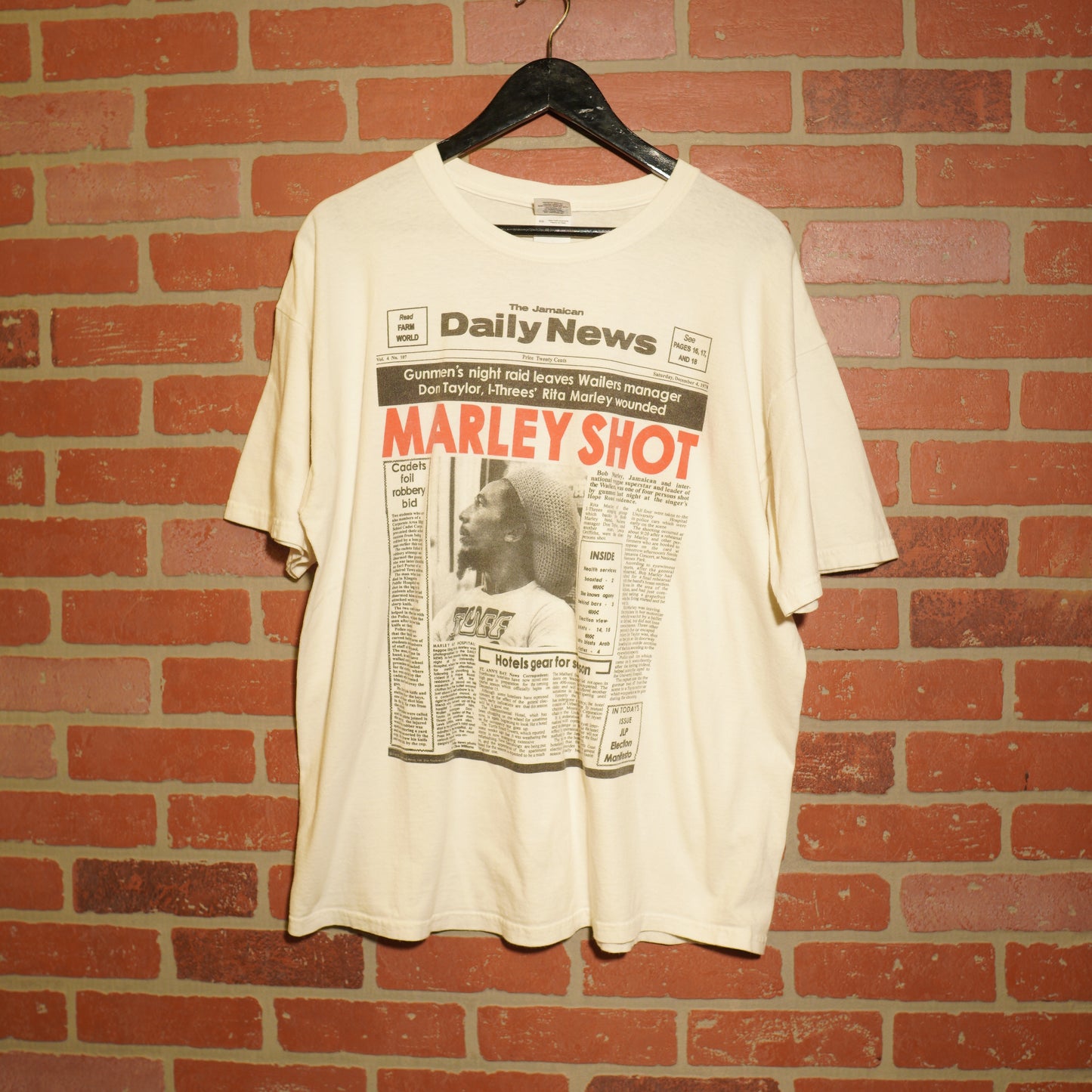 VTG Bob Marley Shot Newspaper Tee