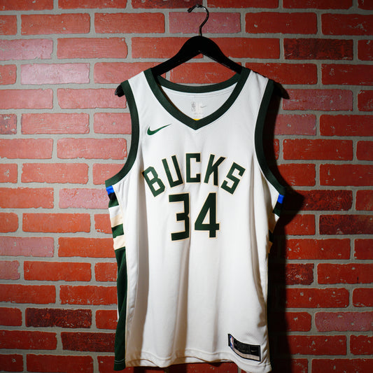 NBA Milwaukee Bucks Giannis Antetokounmpo White Basketball Jersey