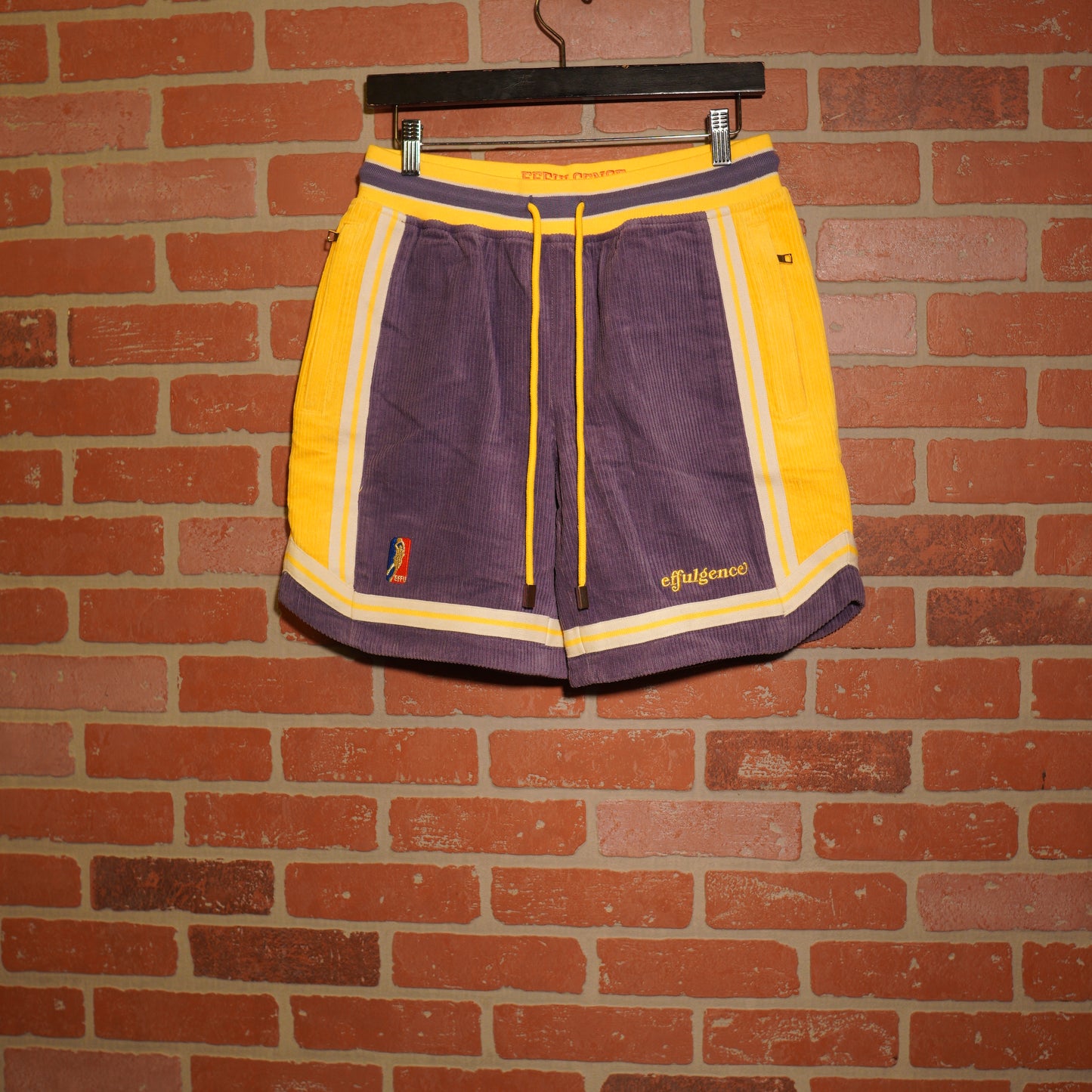 Effulgence Corduroy Yellow/Purple Basketball Shorts