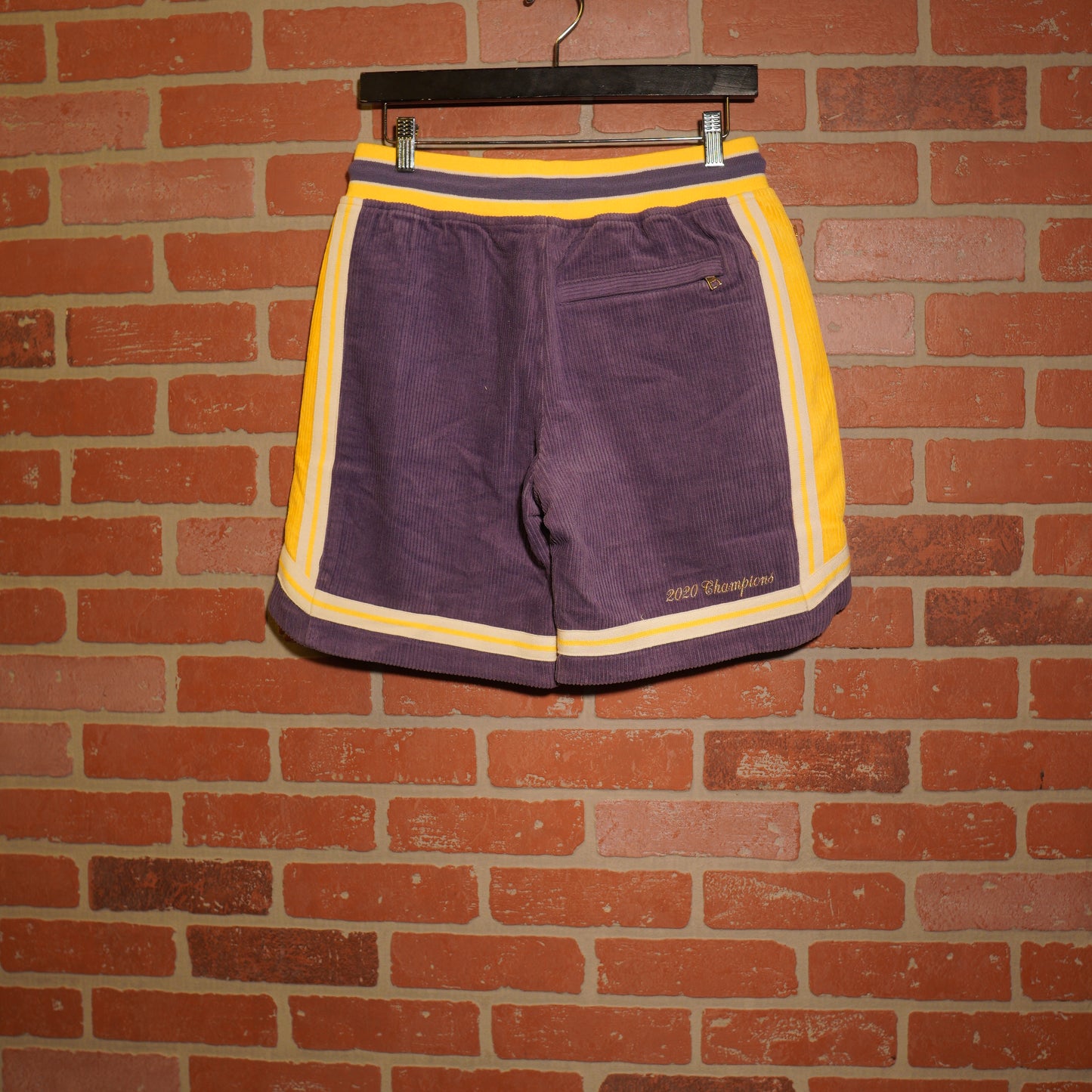 Effulgence Corduroy Yellow/Purple Basketball Shorts