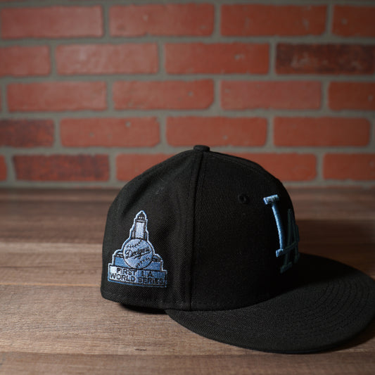 MLB Los Angeles Dodgers Black First World Series Patch Fitted Hat