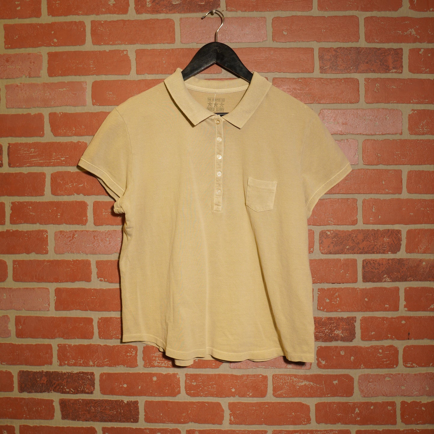 VTG Y2K Faded Glory Waffle Beige Shirt
