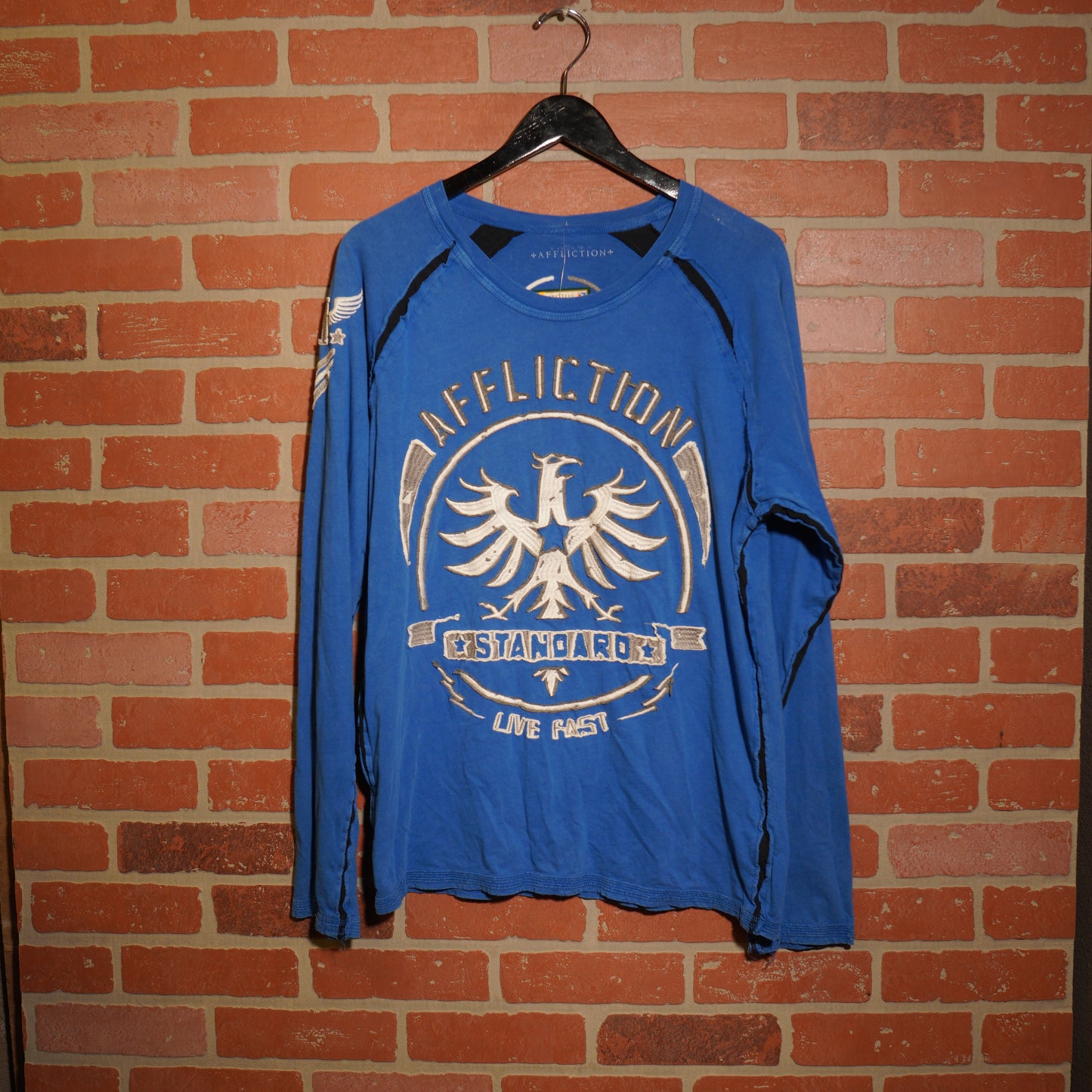 VTG Y2K Affliction Standard Blue L/S Logo Tee