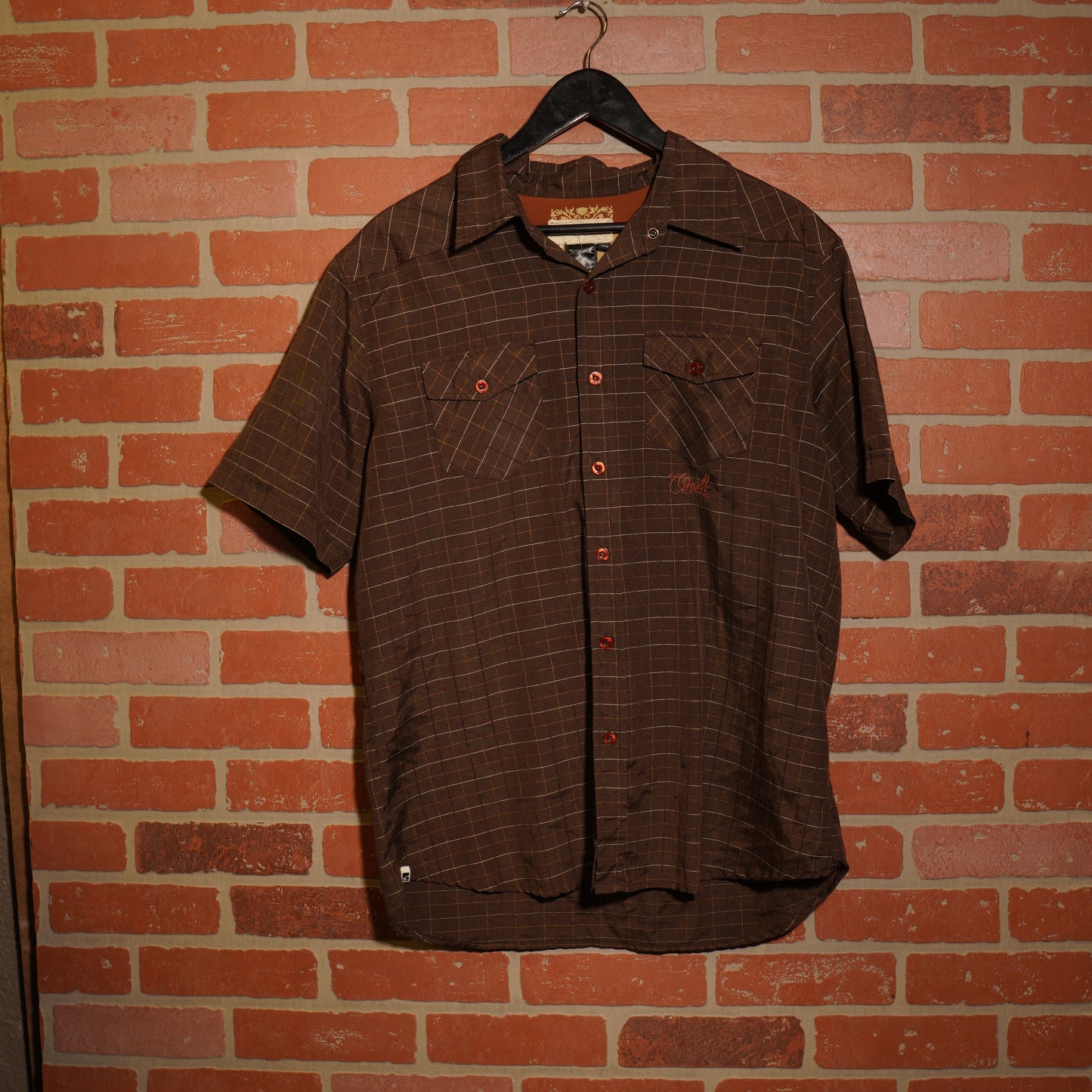 VTG Y2K Brown Button-Up Double-Pocket Shirt