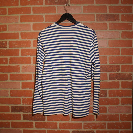 CDG Play Blue Stripe Heart L/S Tee