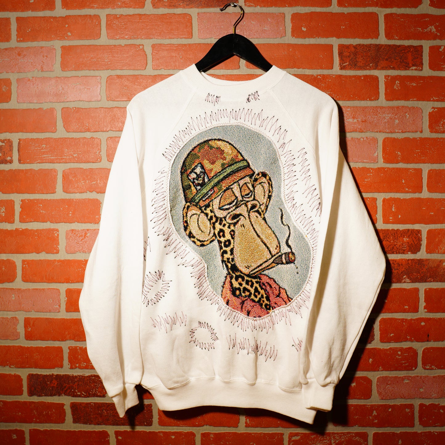 Trev 1of1 Custom Board Ape Snoop Dogg White Crewneck