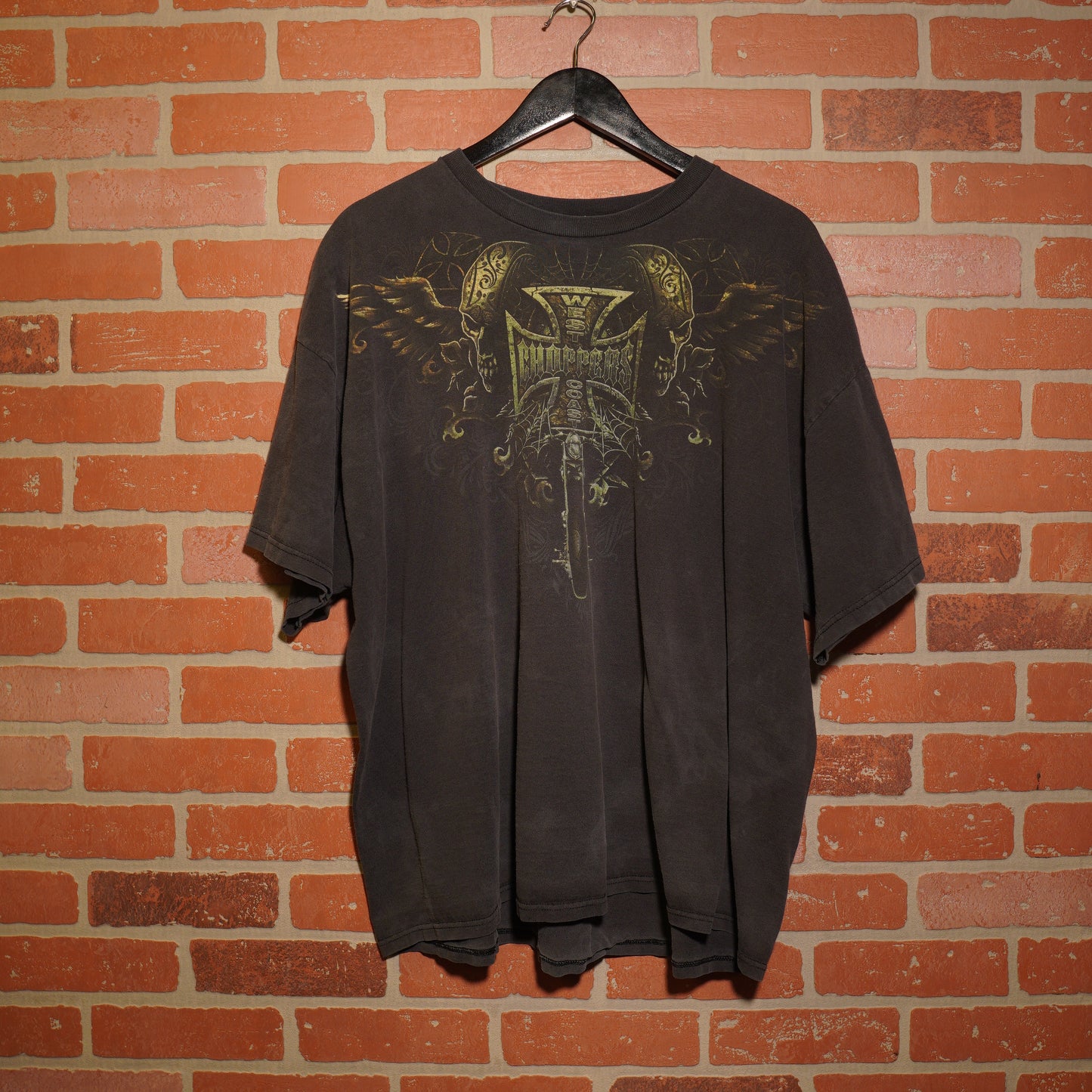 VTG Y2K West Coast Choppers Center Cross Skull Tee