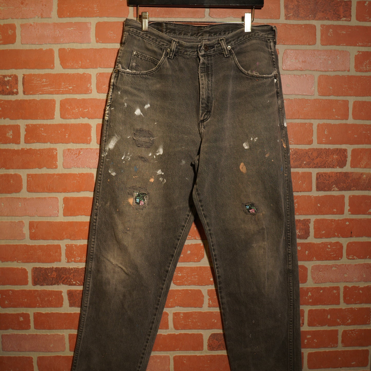 VTG Wrangler Custom Patched Distressed Black Denim Jeans