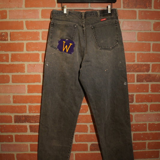VTG Wrangler Custom Patched Distressed Black Denim Jeans