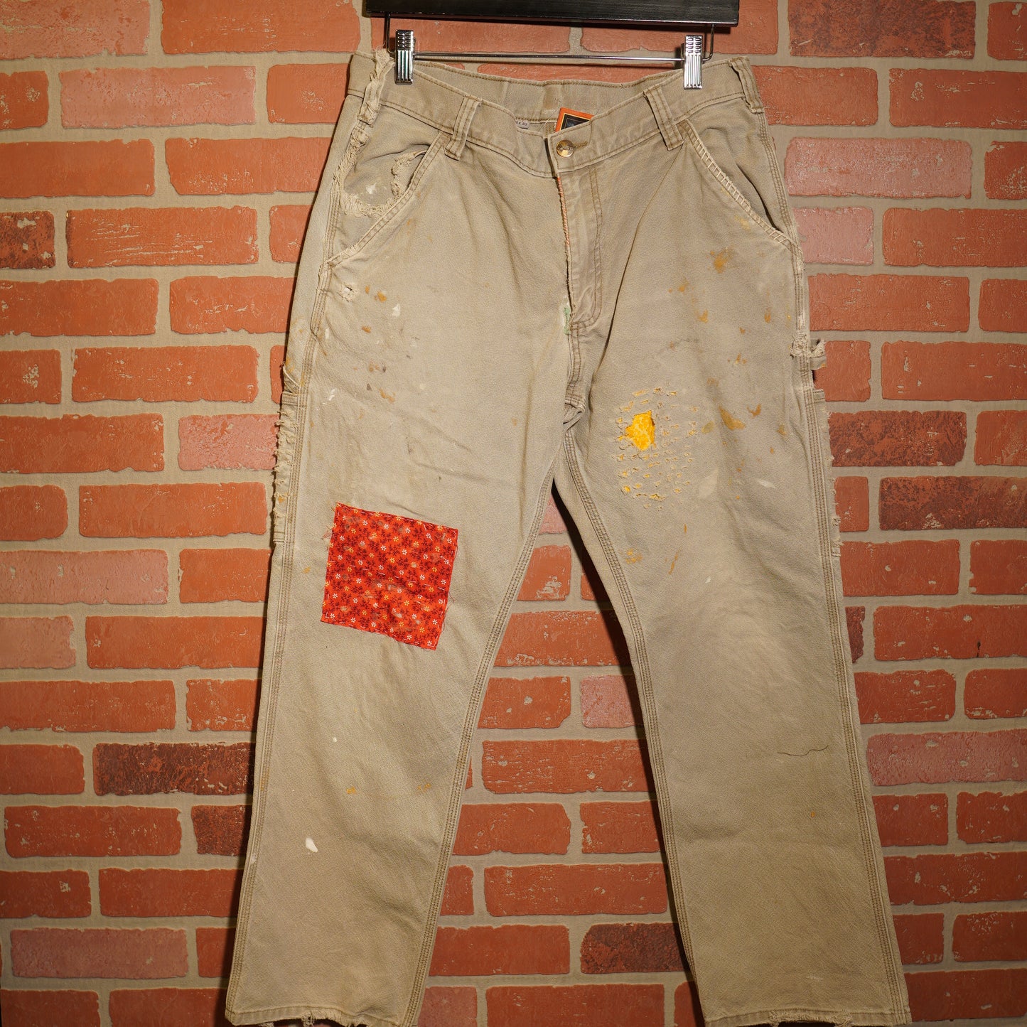 VTG Custom Carhartt Distressed & Patched Grey Pants