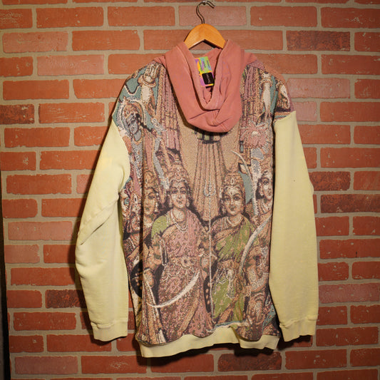 Trevs1of1 1990's Custom Jimi Hendrix Axis Bold As Love Multi-Color 1/2 Woven Tapestry Hoodie