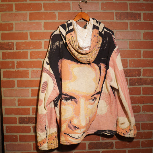 Trevs1of1 1990's Custom Elvis Postage Stamp Big Head Tapestry Hoodie