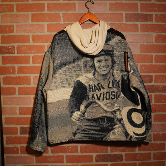 Trevs1of1 1990's Custom Harley-Davidson History/Shield Logo Tapestry Hoodie