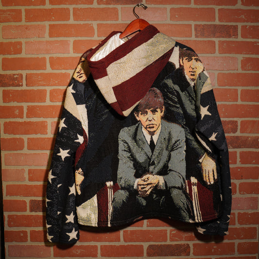Trevs1of1 1990's Custom The Beatles American Flag Photoshoot Tapestry Hoodie