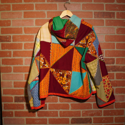 Trevs1of1 1960's Custom Multi-Color Quilt Hand Knit Hoodie