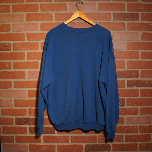 Trevs1of1 Custom Mac Miller Chain-Stitched Blue Crewneck