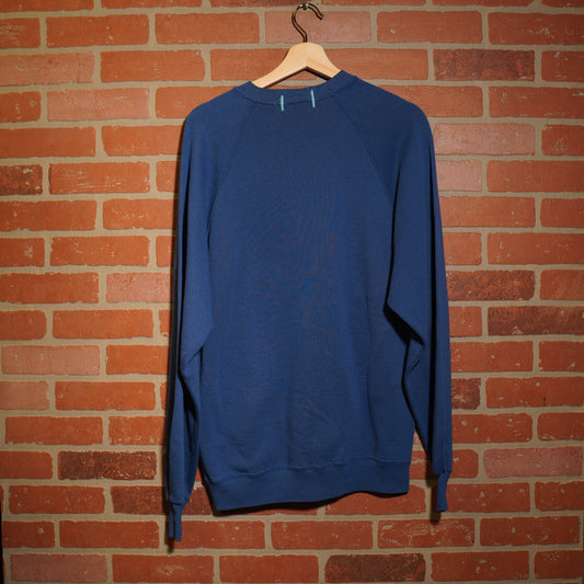 Trevs1of1 Custom Mac Miller Chain-Stitched Blue Crewneck