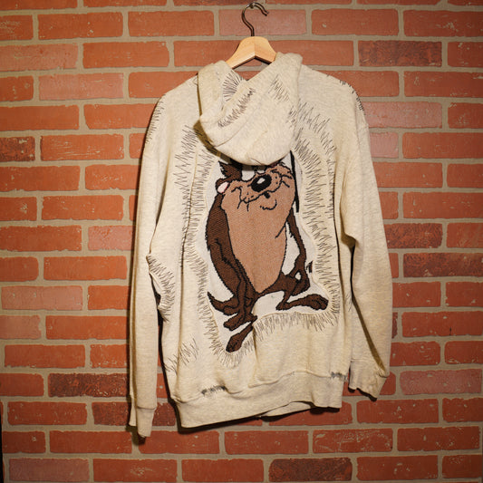 Trevs1of1 1990's Custom Looney Tunes TAZ Taz Zip-Up Chain-Stitched Hoodie