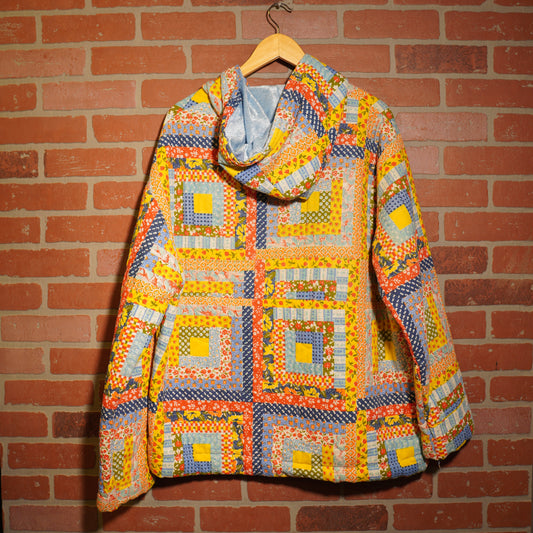 Trevs1of1 1980's Custom Multi-Color Yellow Quilt Hoodie & Shorts Set