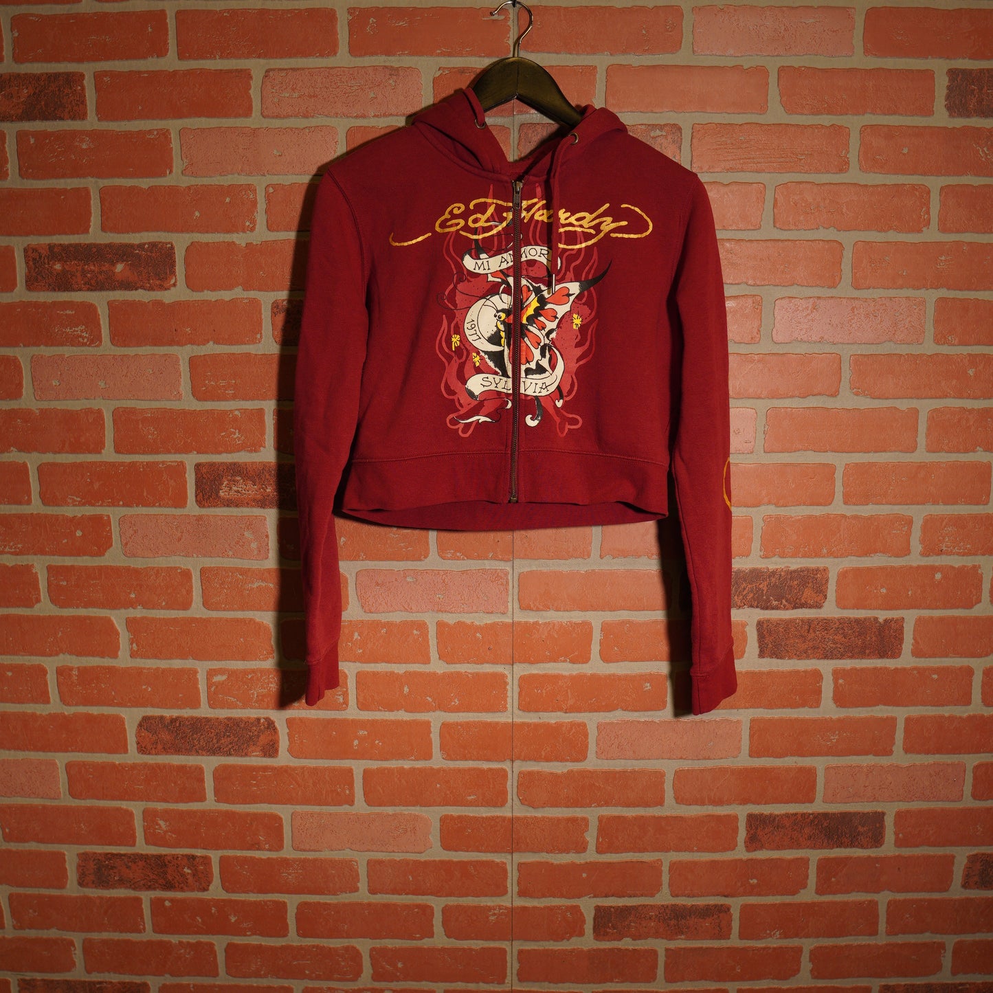 VTG Y2K Ed Hardy Cropped Zip-Up Hoodie