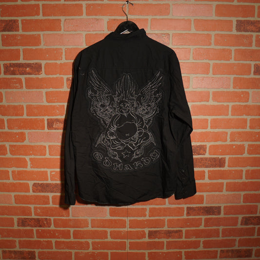 VTG Y2K Ed Hardy Buddha Button-Up Shirt