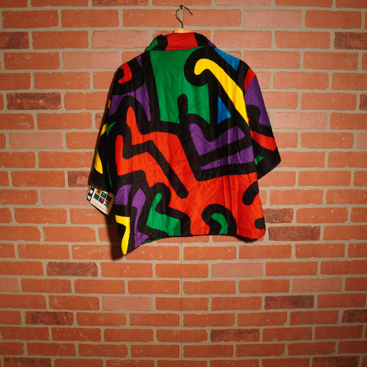 Trevs1of1 1990'S Keith Haring Pocket Zip-Up Custom Towel Zip Up Polo