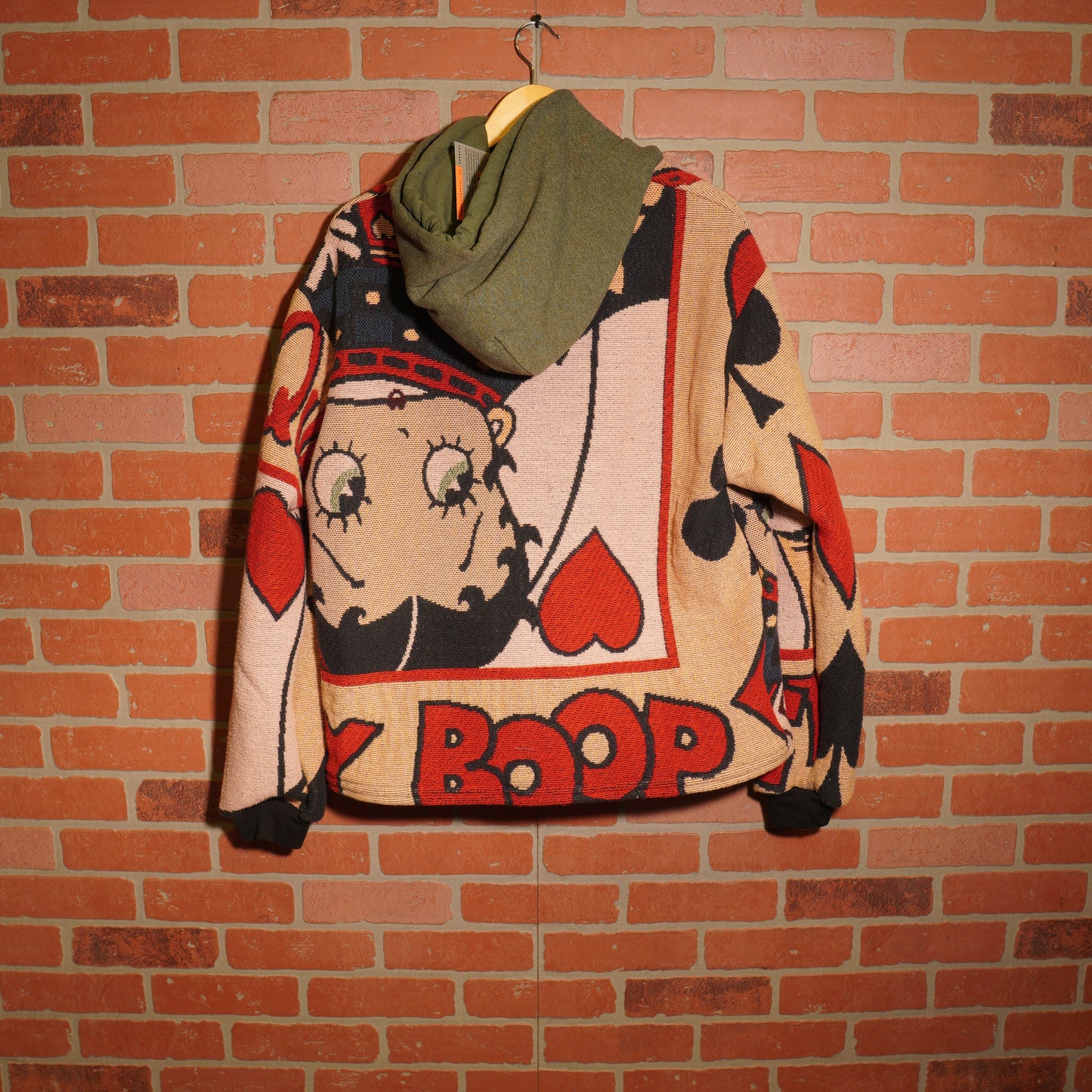 Trevs1of1 1990's Betty Boop Queen Of Hearts Custom Double Hood Tapestry Hoodie