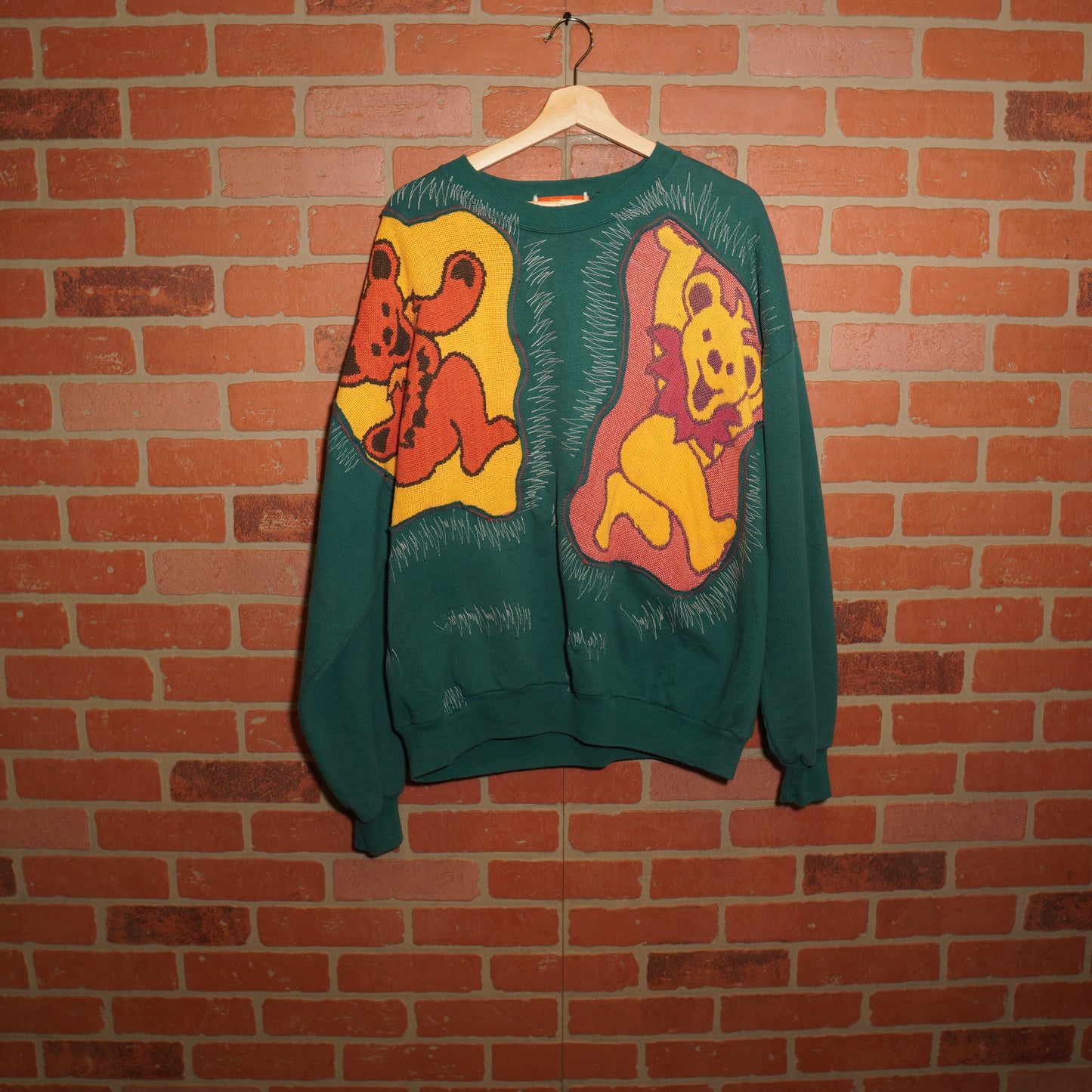 Trevs1of1 1990's Grateful Dead Dancing Bears Green Jerzees Crewneck