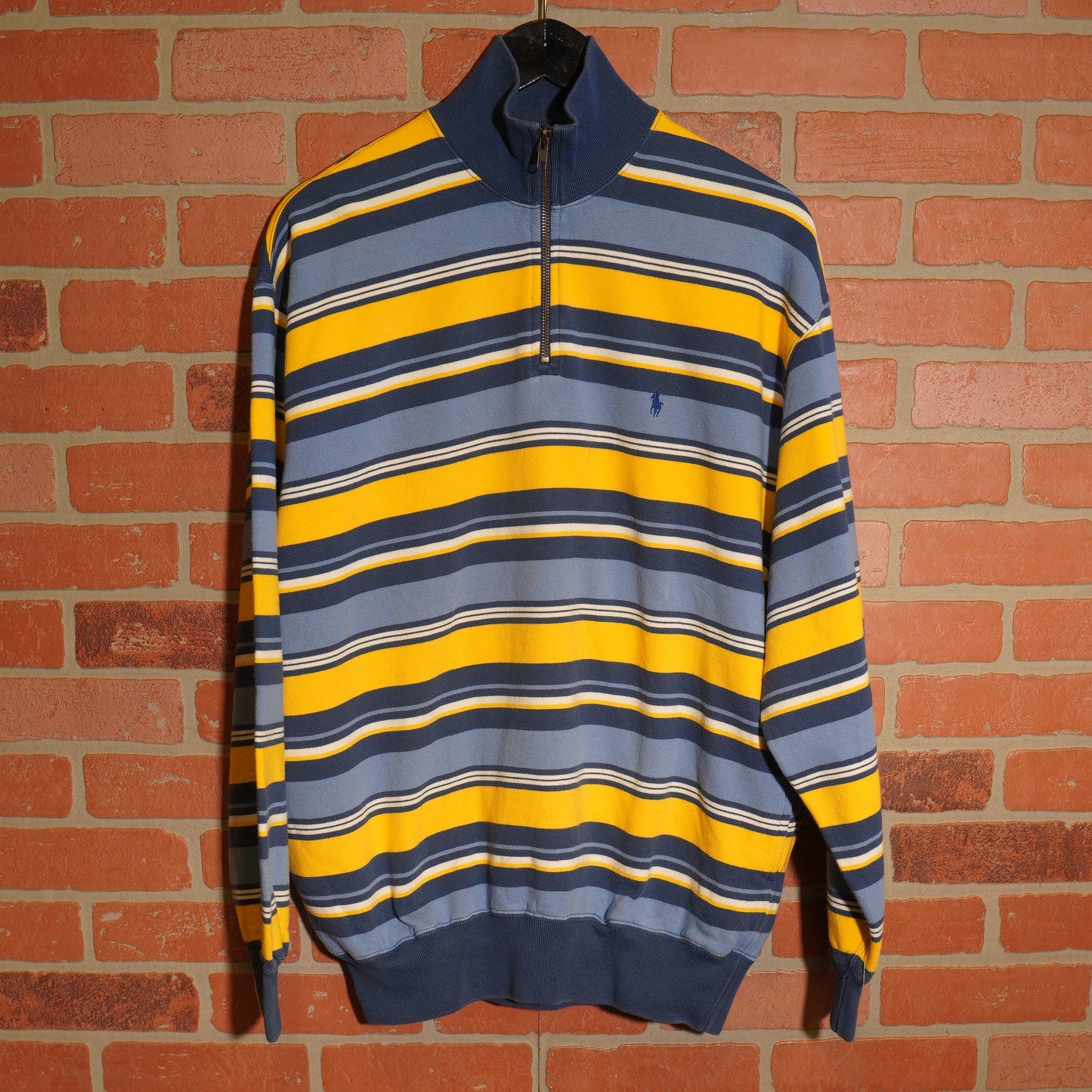 VTG Polo By Ralph Lauren Quarter-Zip Striped Sweater