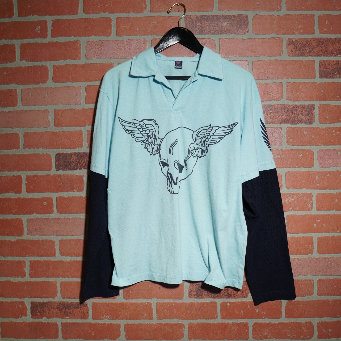 VTG Y2K Double Layer Skull Polo Shirt (25)