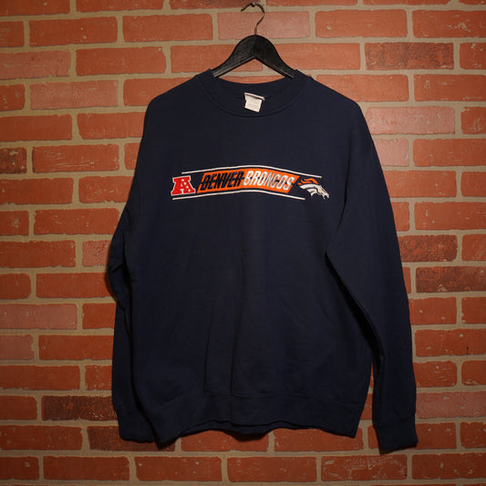 VTG NFL AFC Denver Broncos Navy Crewneck