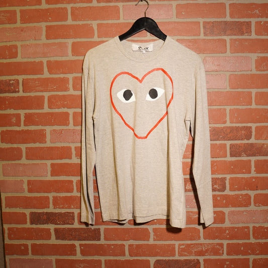 CDG Play Outline Heart Long Sleeve Tee