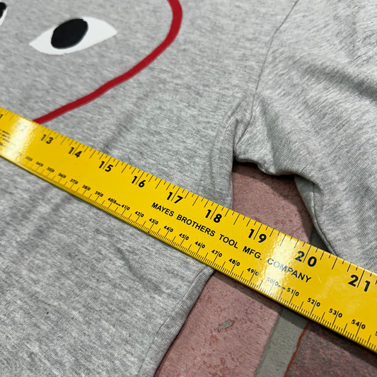CDG Play Outline Heart L/S Grey Tee