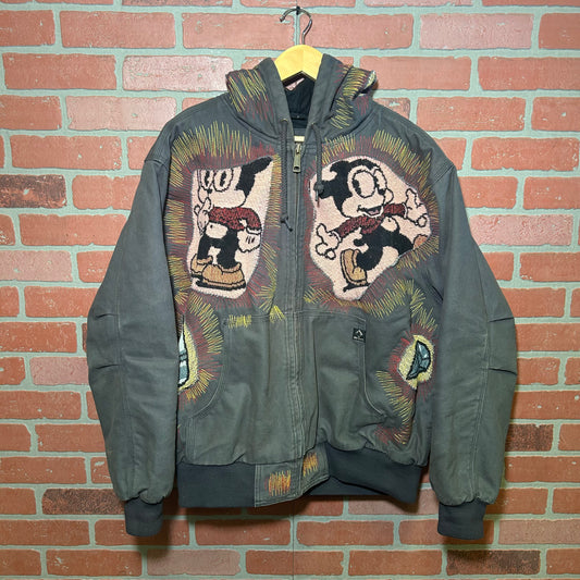 Trevs1of1 Custom 1990's Betty Boop Fearless Fred Diamonds & Pearls Multi Color Chain Stitch Zip Up Jacket