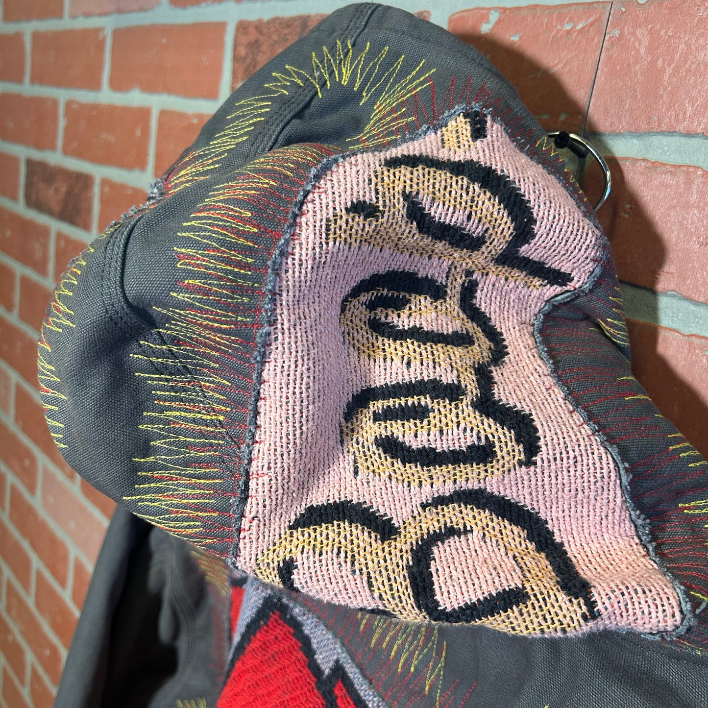 Trevs1of1 Custom 1990's Betty Boop Fearless Fred Diamonds & Pearls Multi Color Chain Stitch Zip Up Jacket