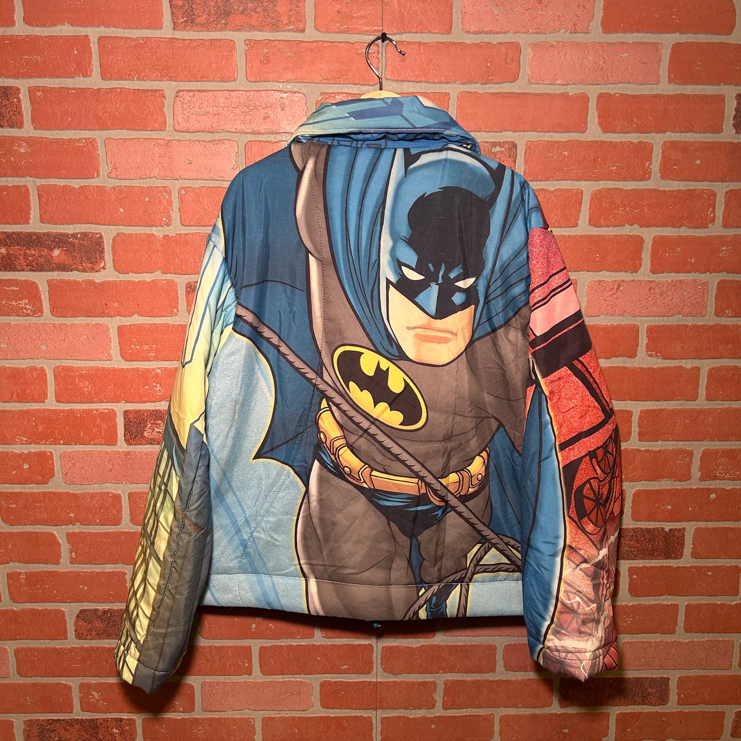 Trevs1of1 Custom 2000's Batman 4 Pocket Full Zip Up Comforter Jacket