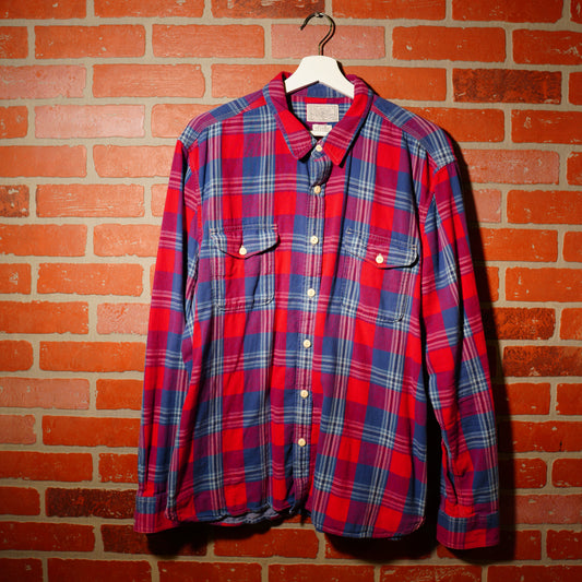 VTG Button-Up Plaid Blue/Red Shirt