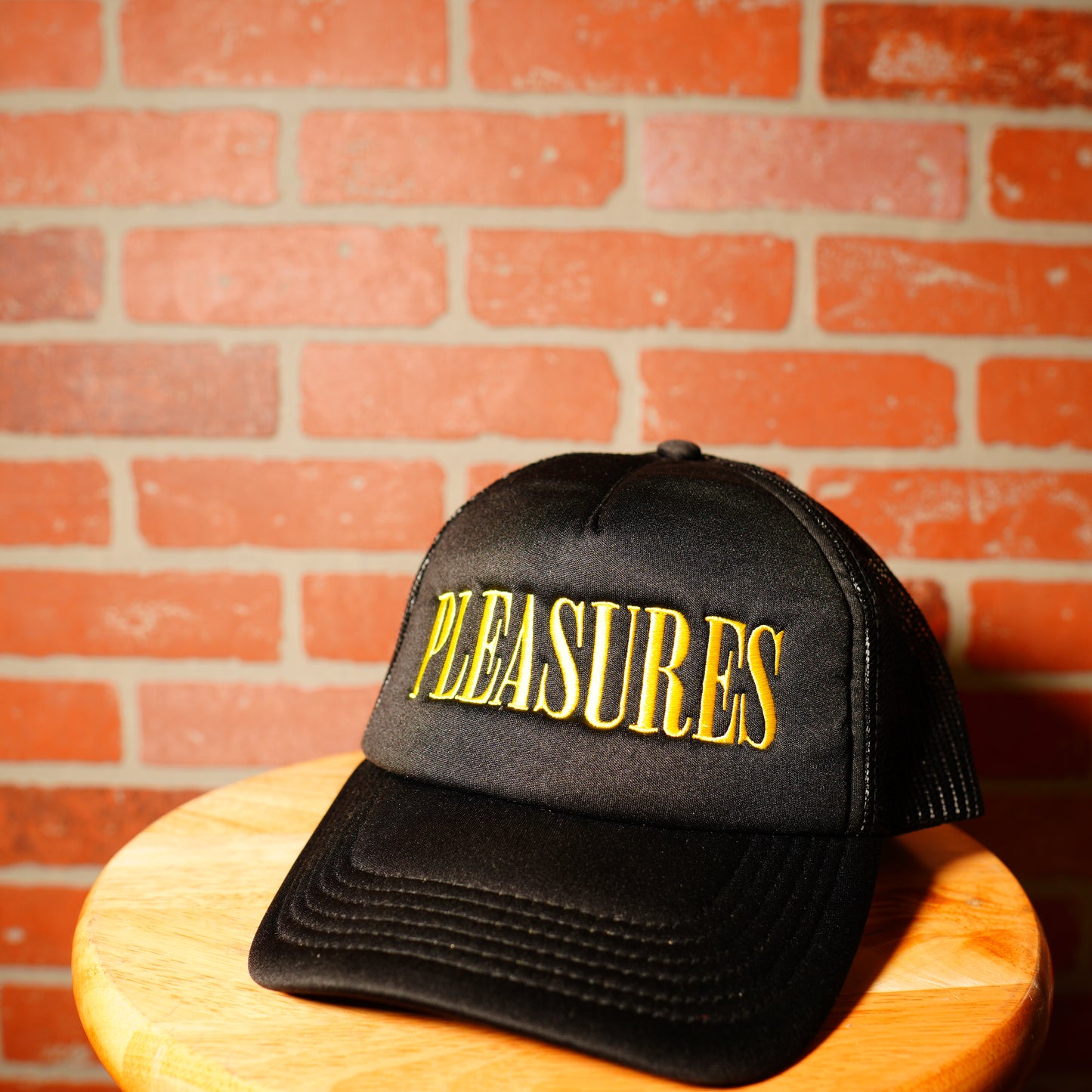 Pleasures Yellow Logo Trucker Hat