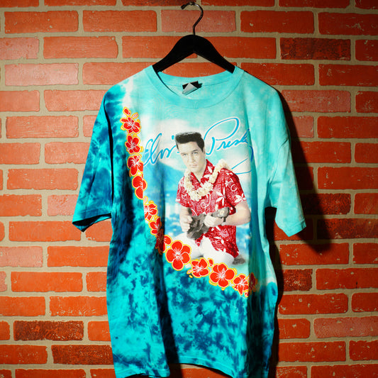 VTG Liquid Blue Elvis Presley Tye-Dye Tee