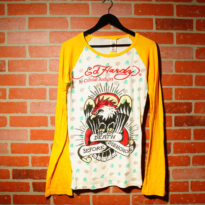 VTG Y2K Ed Hardy Eagle Yellow L/S Tee